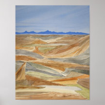 荒涼とした地域水彩ラインアートプリント