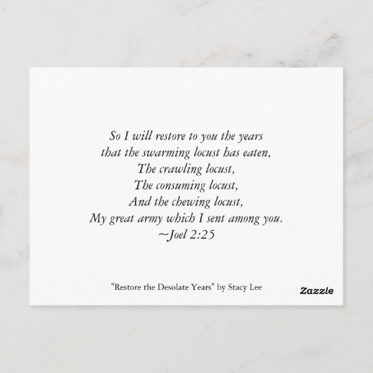 荒涼とした年を取り戻す ポストカード (裏面)