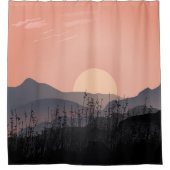 荒涼とした風景の夕日の景色 シャワーカーテン (正面)