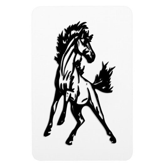 荒野で勢いよく跳躍する馬 マグネット (縦)