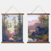 荒野で牛と牛のムース素朴 吊り下げ型タペストリー (ダブル)