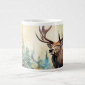 荒野で：鹿の優雅さ ジャンボコーヒーマグカップ (正面)