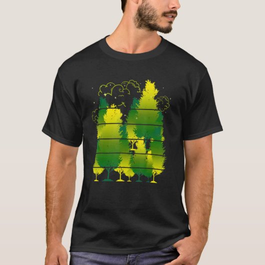 荒野と森林の風景樹の木 Tシャツ (正面)