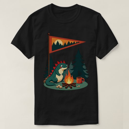 荒野のウーパールーパーのキャンプのパインの木の贈り物 Tシャツ (デザイン正面)