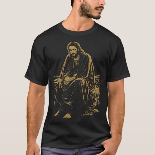 荒野のキリスト イエスの祈り キリスト教の信仰 Tシャツ (正面)