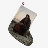 荒野のキリスト（Ivan Kramskoi著） ラージクリスマスストッキング (正面 (吊り時))