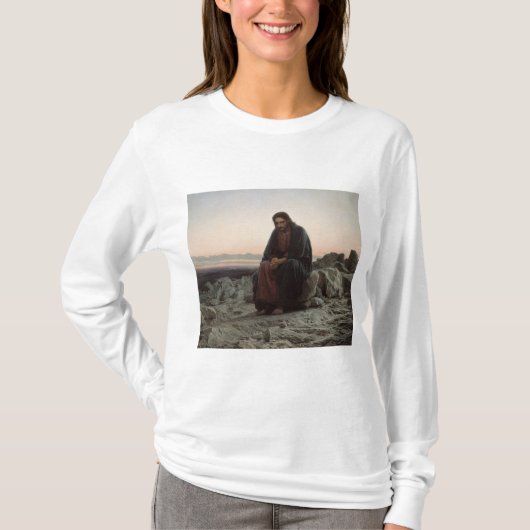 荒野のキリスト(Ivan Kramskoi著) Tシャツ (正面)