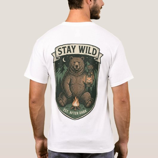 荒野の冒険を生き続けるクマ Tシャツ (裏面)
