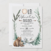 荒野の冒険を開始するクマかわいい赤ちゃんシャワー 招待状 (正面)