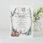 荒野の冒険を開始するクマかわいい赤ちゃんシャワー 招待状 (スタンド正面)