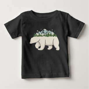 荒野の北の山の森のホッキョクグマの芸術 ベビーTシャツ