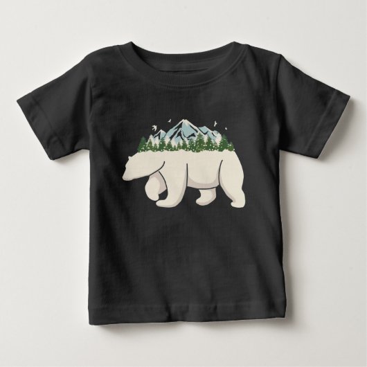 荒野の北の山の森のホッキョクグマの芸術 ベビーTシャツ (正面)