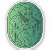 荒野の呼び声 - 自然とハイキングのラインアートの肖像 シール (正面)