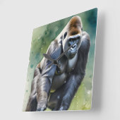 荒野の巨大なゴリラ スクエア壁時計 (傾斜)