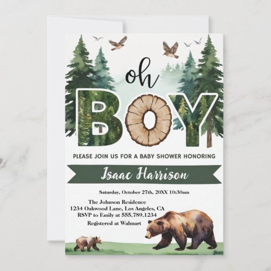 荒野の旅ベビーシャワー 招待状 (正面)