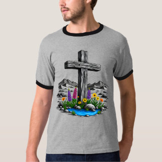 荒野の木の十字架と活水 Tシャツ