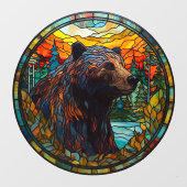 荒野の森のクマフェイクステンドグラス ウィンドウサイン (シート)