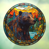 荒野の森のクマフェイクステンドグラス ウィンドウサイン (シート3)