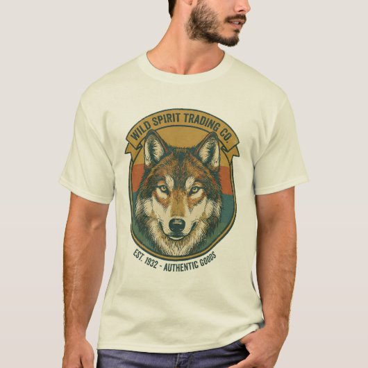 荒野の精神 ウルフ ビンテージバッジ Tシャツ (正面)