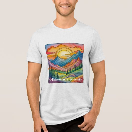 荒野は必要 公共の土地を守ろう トライブレンドTシャツ (正面)