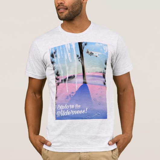 荒野を探検しよう！冬の動物の足跡 Tシャツ (正面)