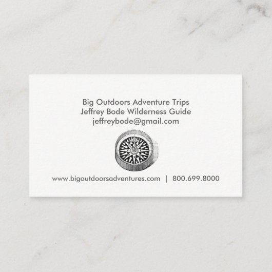 荒野アドベンチャートリップガイドビジネスカード 名刺 (裏面)