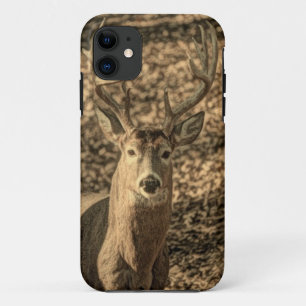 荒野カモフラージアウトドアスマンのホワイトテール鹿 iPhone 11 ケース