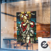 荒野フェイクでステンドグラス祈イエス様が ウィンドウサイン (カフェ窓)