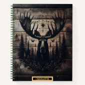 荒野威厳のあると星に囲まれたムース ノートブック (正面)