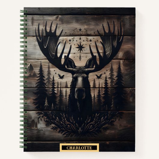 荒野威厳のあると星に囲まれたムース ノートブック (正面)