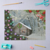 荒野素朴の聖降誕祭のログキャビン 薄葉紙 (クラフト)