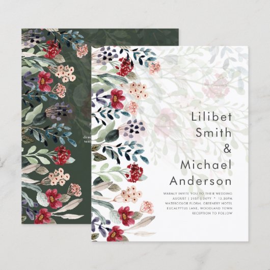 荘厳なバーボン青い野花のウェディングエレガント (正面/裏面)