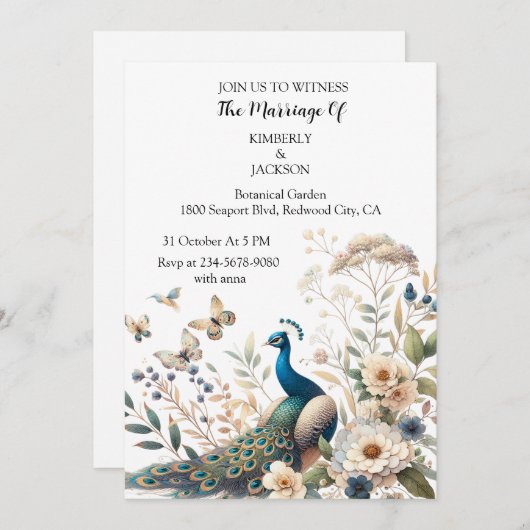 荘厳な孔雀 招待状 (正面/裏面)