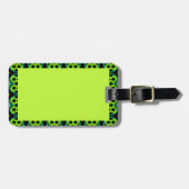 荷札(おもしろいグリーンパターン(の模様が)ある縁ど) ラゲッジタグ (正面横)