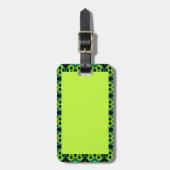 荷札(おもしろいグリーンパターン(の模様が)ある縁ど) ラゲッジタグ (正面縦)