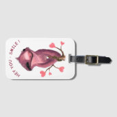 荷物おもしろいタグハッピースロッススマイル-カスタム文字 ラゲッジタグ (正面横)