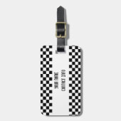 荷物のラベルに斑点を付けるチェック模様の黒く及び白い簡単 ラゲッジタグ (正面縦)