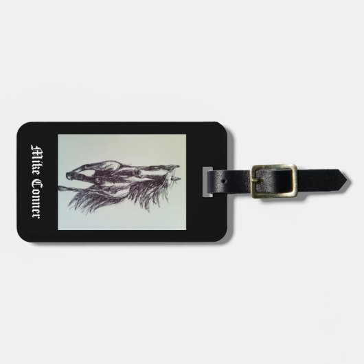 荷物のラベルのおもしろいのGallupingの馬のスケッチ ラゲッジタグ (正面横)