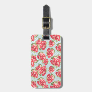 荷物のラベルのぼろぼろのシックなバラの花柄のヴィンテージ ラゲッジタグ