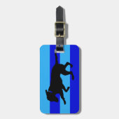 荷物のラベルのよくはしゃぐで黒い実験室の青い縞 ラゲッジタグ (正面縦)