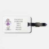 荷物のラベルのイラストレーションのファッション女の子および猫 ラゲッジタグ (裏面横)