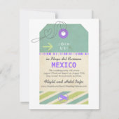 荷物のラベルのヴィンテージの行先の結婚式の保存の日付 セーブザデート (裏面)