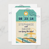 荷物のラベルの航空郵便の行先の結婚式の保存の日付 セーブザデート (正面/裏面)