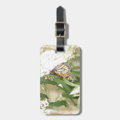 荷物のラベルの蝶白い花 ラゲッジタグ (正面縦)