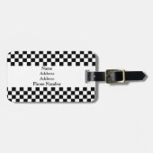 荷物のラベル2に斑点を付けるチェック模様の黒く及び白い簡単 ラゲッジタグ (正面横)