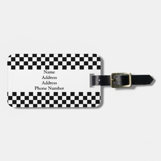 荷物のラベル2に斑点を付けるチェック模様の黒く及び白い簡単 ラゲッジタグ (正面横)