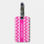 荷物のラベル、キャンデーのピンクの幾何学的 ラゲッジタグ (裏面縦)