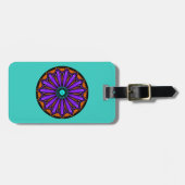 荷物のラベル。 ティール（緑がかった色）か青い背景。 曼荼羅の設計 ラゲッジタグ (正面横)