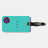 荷物のラベル。 ティール（緑がかった色）か青い背景。 曼荼羅の設計 ラゲッジタグ (裏面横)