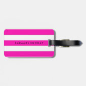 荷物のラベル-航海のなストライプのピンク ラゲッジタグ (裏面横)